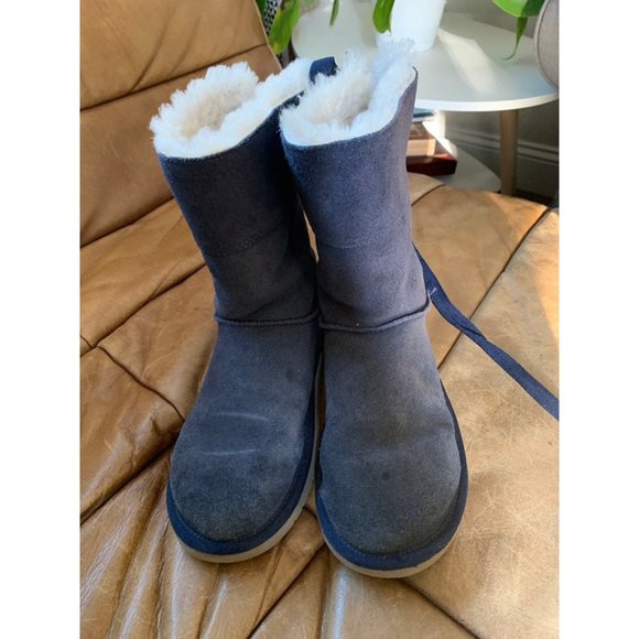 Koolabura Blue UGGS 6 bow sheep wool lined fleece roll down - Picture 3 of 9